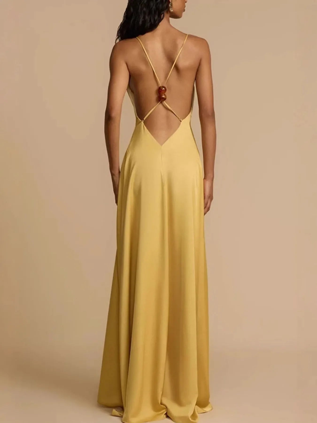 Deep V-Neck Maxi Dress - Piña Colada