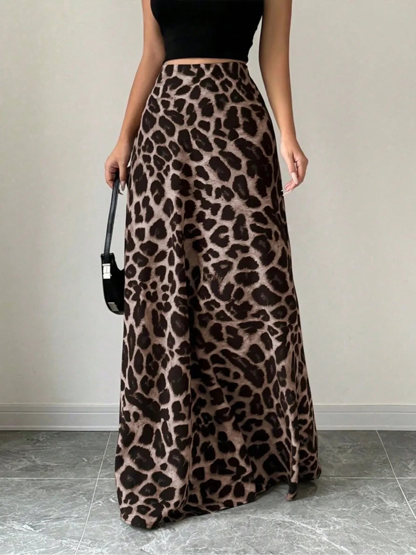 Leopard Print High-Waisted Maxi Skirt - Piña Colada