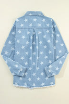 Star Collared Neck Denim Jacket - Piña Colada