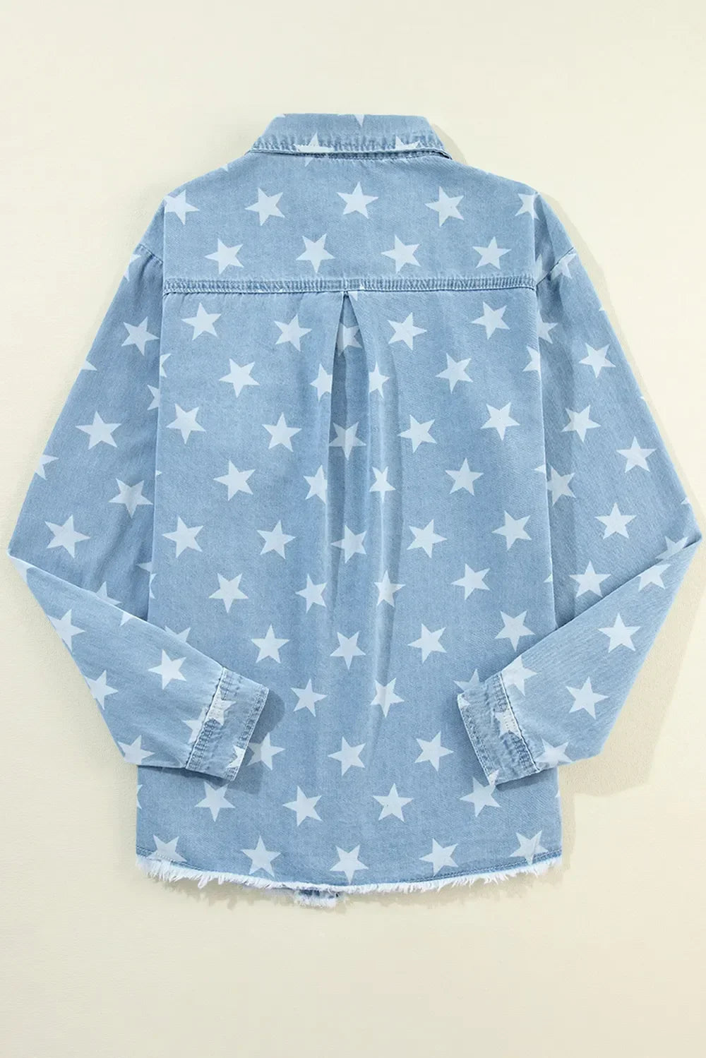 Star Collared Neck Denim Jacket - Piña Colada