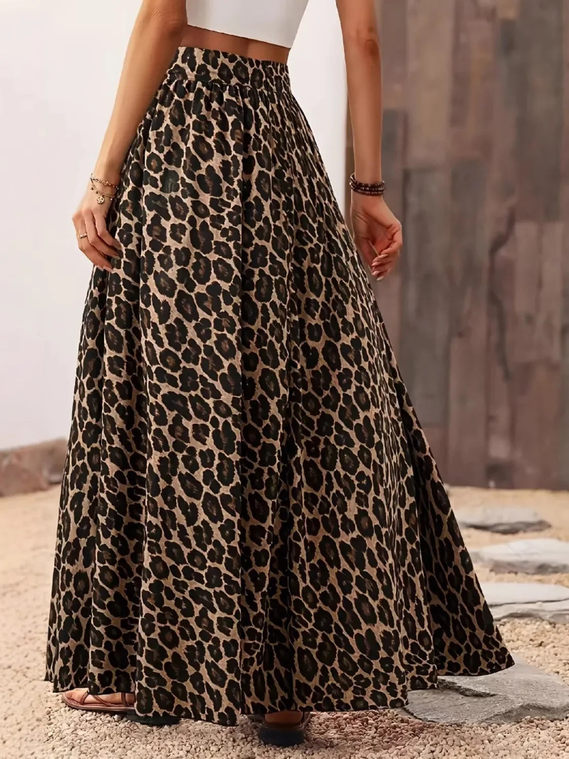 Leopard Maxi Skirt - Piña Colada