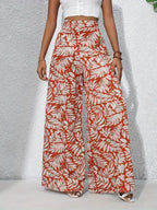 Printed High Waist Wide Leg Pants - Piña Colada