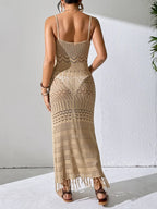 Openwork Scoop Neck Cover-Up Dress - Piña Colada