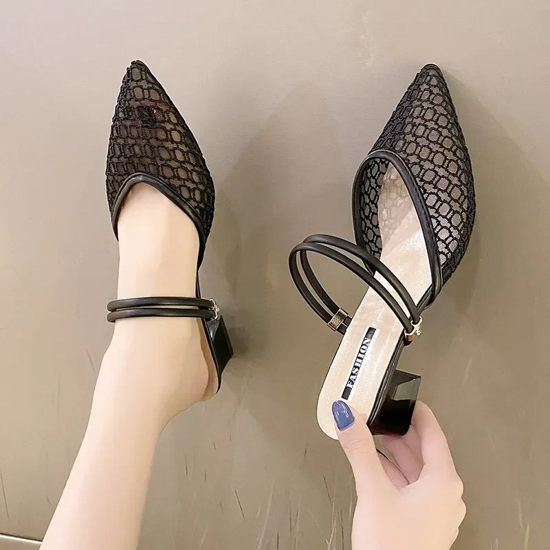 Point Toe Block Heel - Piña Colada