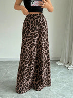 Leopard Print High-Waisted Maxi Skirt - Piña Colada