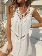 Crochet Detail Beach Cover Up Dress - Piña Colada