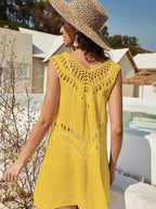 Crochet Detail Beach Cover Up Dress - Piña Colada