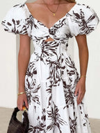 Off-Shoulder Floral Tiered Dress with Ruffle Details - Piña Colada