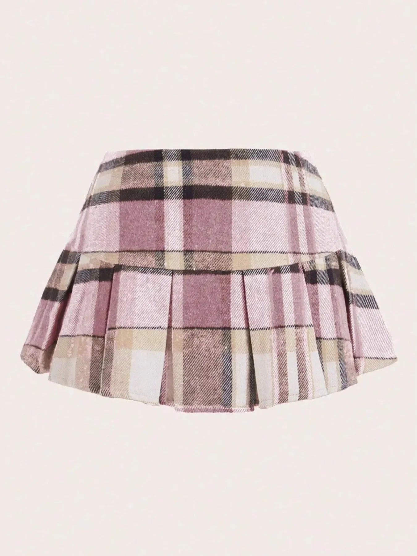 Pleated Plaid Mini Skirt - Piña Colada