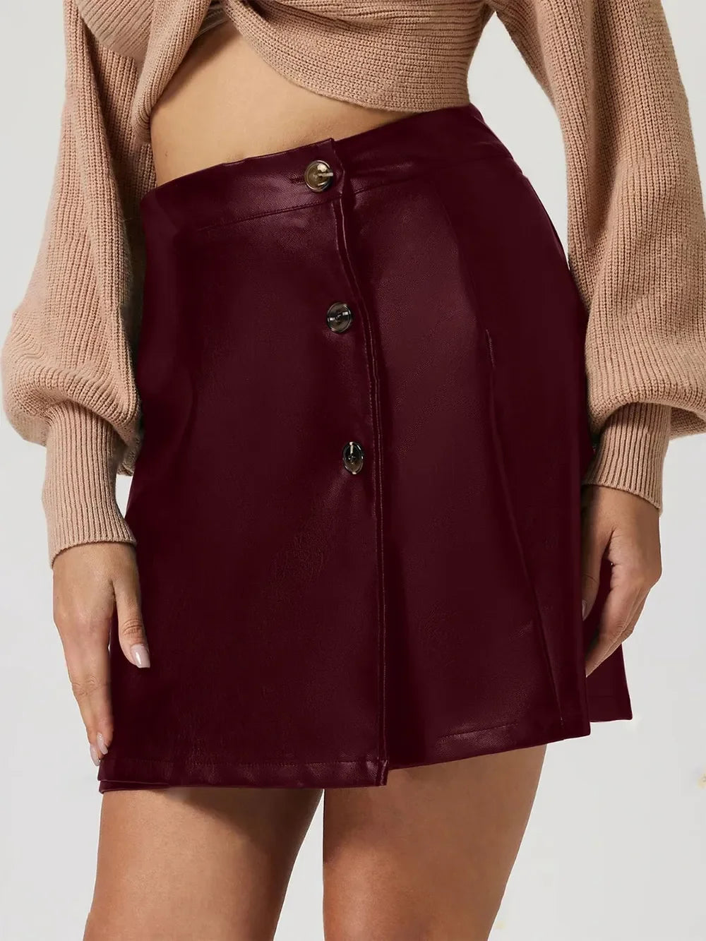 Buttoned High Rise Mini Skirt - Piña Colada