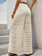Decorative Button Wide Leg Pants - Piña Colada