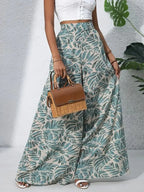 Printed High Waist Wide Leg Pants - Piña Colada