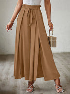 Tied Slit Wide Leg Pants - Piña Colada