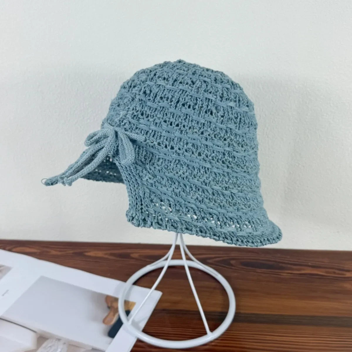Crochet Bucket Hat with Drawstring - Piña Colada