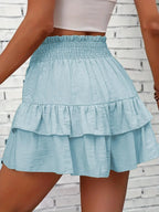 Ruffle Layered High Waist Casual Skort - Piña Colada