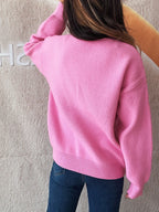 Bow Pattern Casual Long Sleeve Sweater - Piña Colada