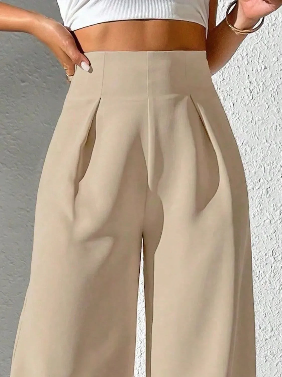 Wide Leg High Waist Pants - Piña Colada