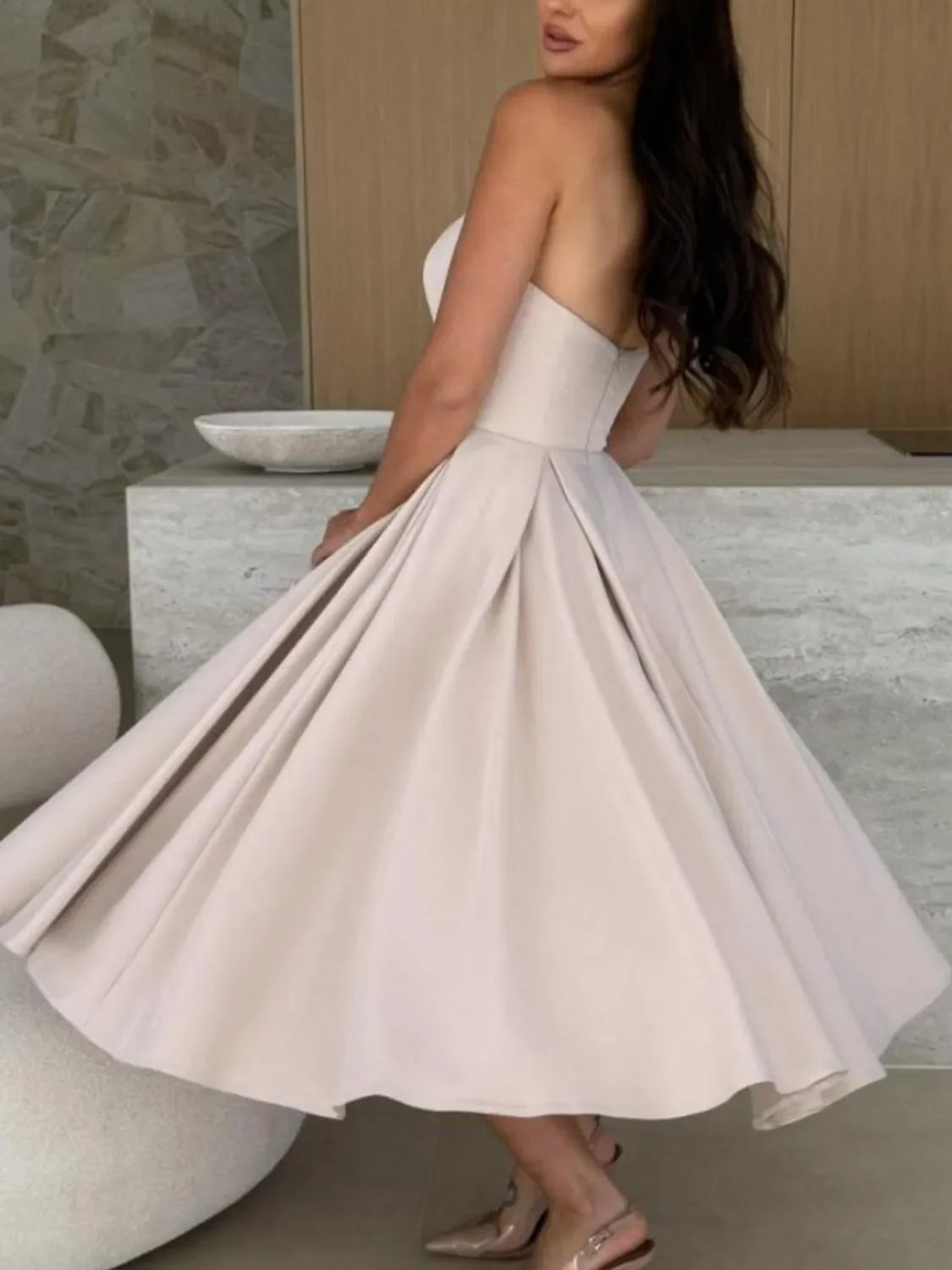 Solid Color Tube Midi Dress - Piña Colada
