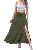 Full Size Slit Maxi Skirt Plus Size - Piña Colada
