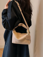 PU Leather Woven Crossbody Bag - Piña Colada
