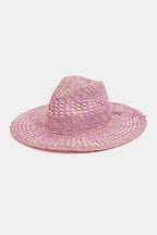 Fame Checkered Straw Weave Sun Hat - Piña Colada