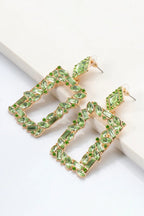 Square Shape Glass Stone Dangle Earrings - Piña Colada