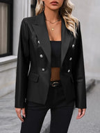 Ivy Lane Button Up Collared Neck Blazer - Piña Colada