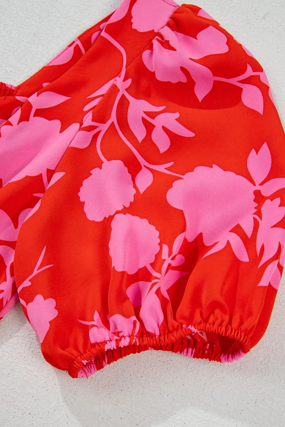 Floral Puff Sleeve Sweetheart Neck Ruffled Mini Dress - Piña Colada