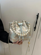 Drawstring Pearl Bucket Bag - Piña Colada