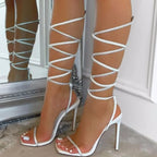 Open Toe Stiletto Sandals - Piña Colada