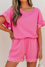 Pearl Embellished Top and Shorts Set - Piña Colada