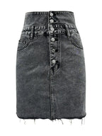Raw Hem High Waist Denim Skirt - Piña Colada