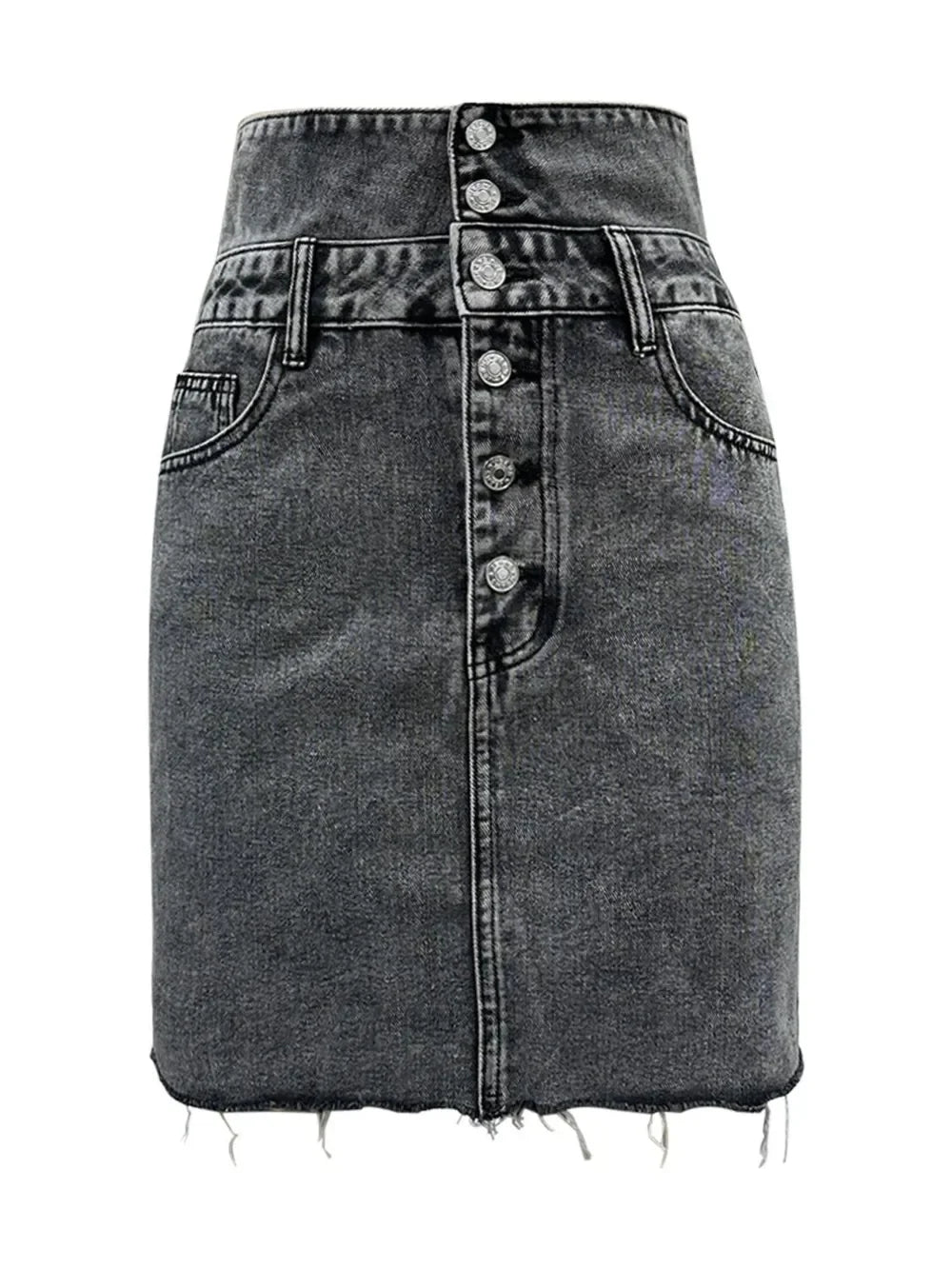 Raw Hem High Waist Denim Skirt - Piña Colada