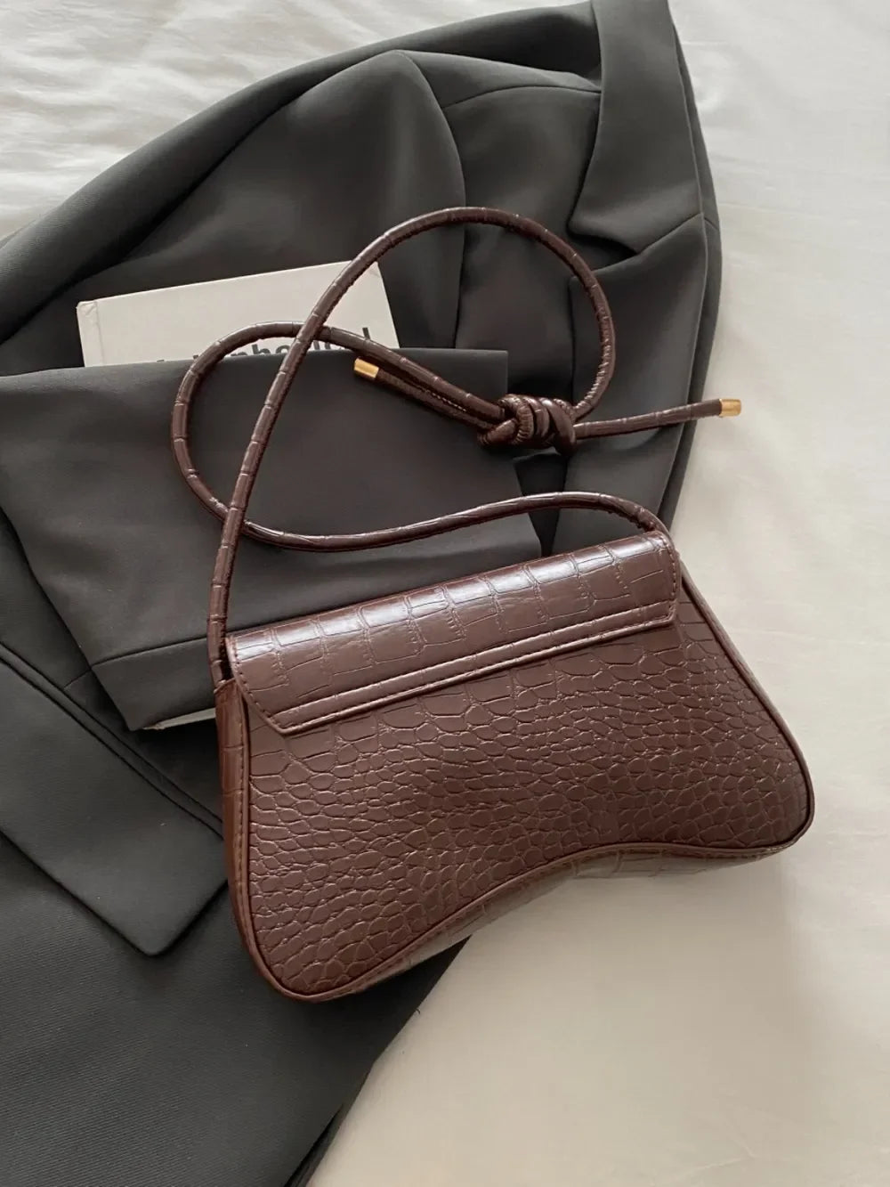 PU Leather Texture Crossbody Bag - Piña Colada