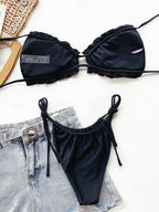 Frill Trill Halter Neck Bikini Set - Piña Colada