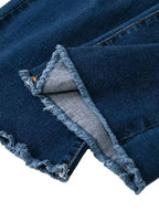 Full Size Distressed Raw Hem Flare Jeans - Piña Colada