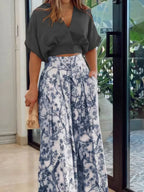 Surplice Top and High Waist Pants Set - Piña Colada