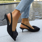Bow Point Toe Kitten Heels Pumps - Piña Colada