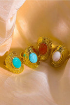 Natural Stone Copper Ring - Piña Colada