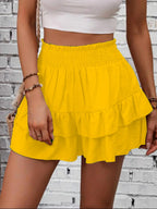 Ruffle Layered High Waist Casual Skort - Piña Colada