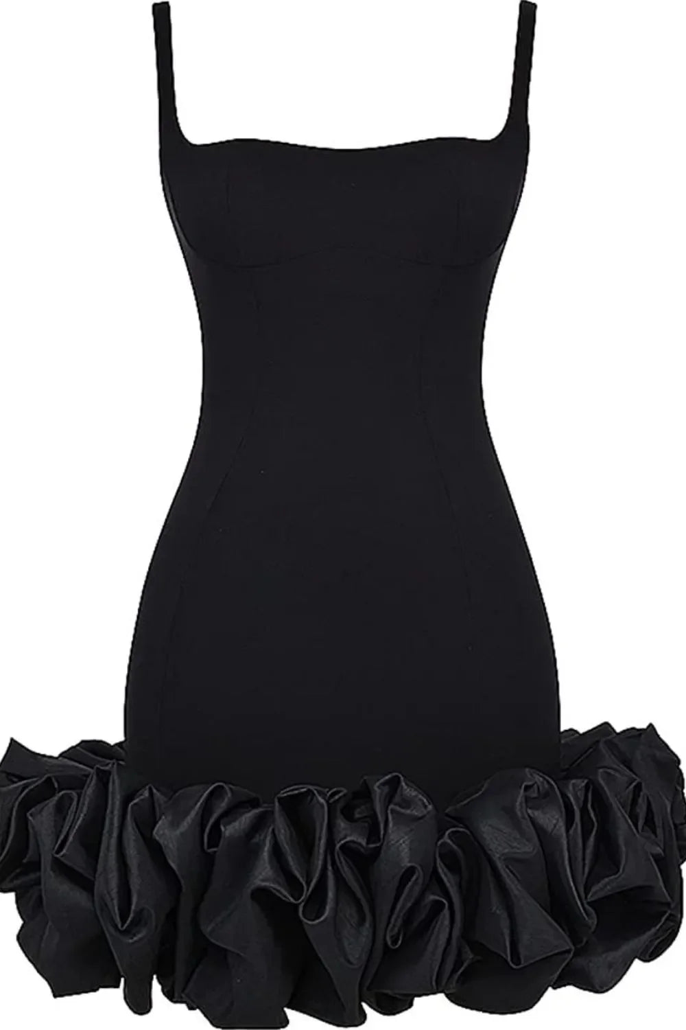 Ruched Square Neck Sleeve Mini Dress - Piña Colada