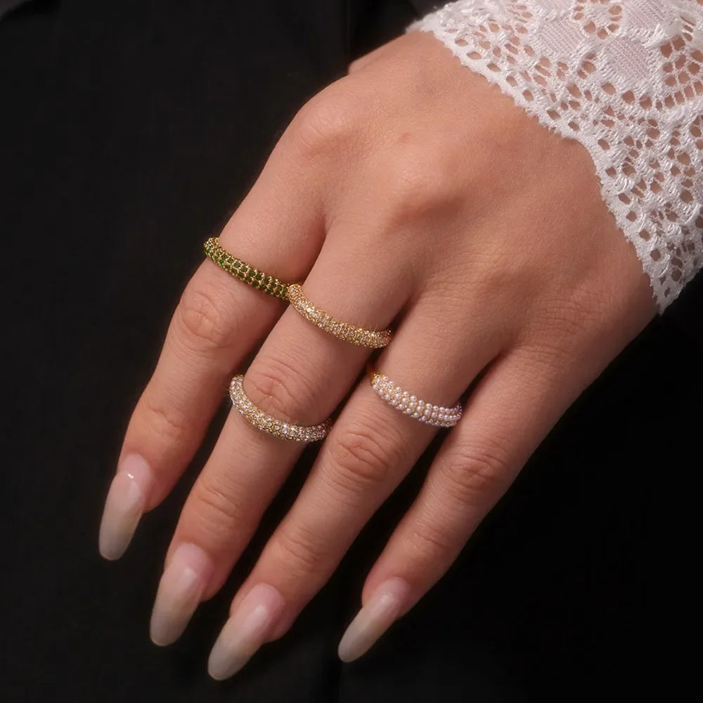 18K Gold-Plated Inlaid Zircon Ring - Piña Colada