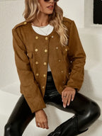 Snap Down Round Neck Jacket - Piña Colada