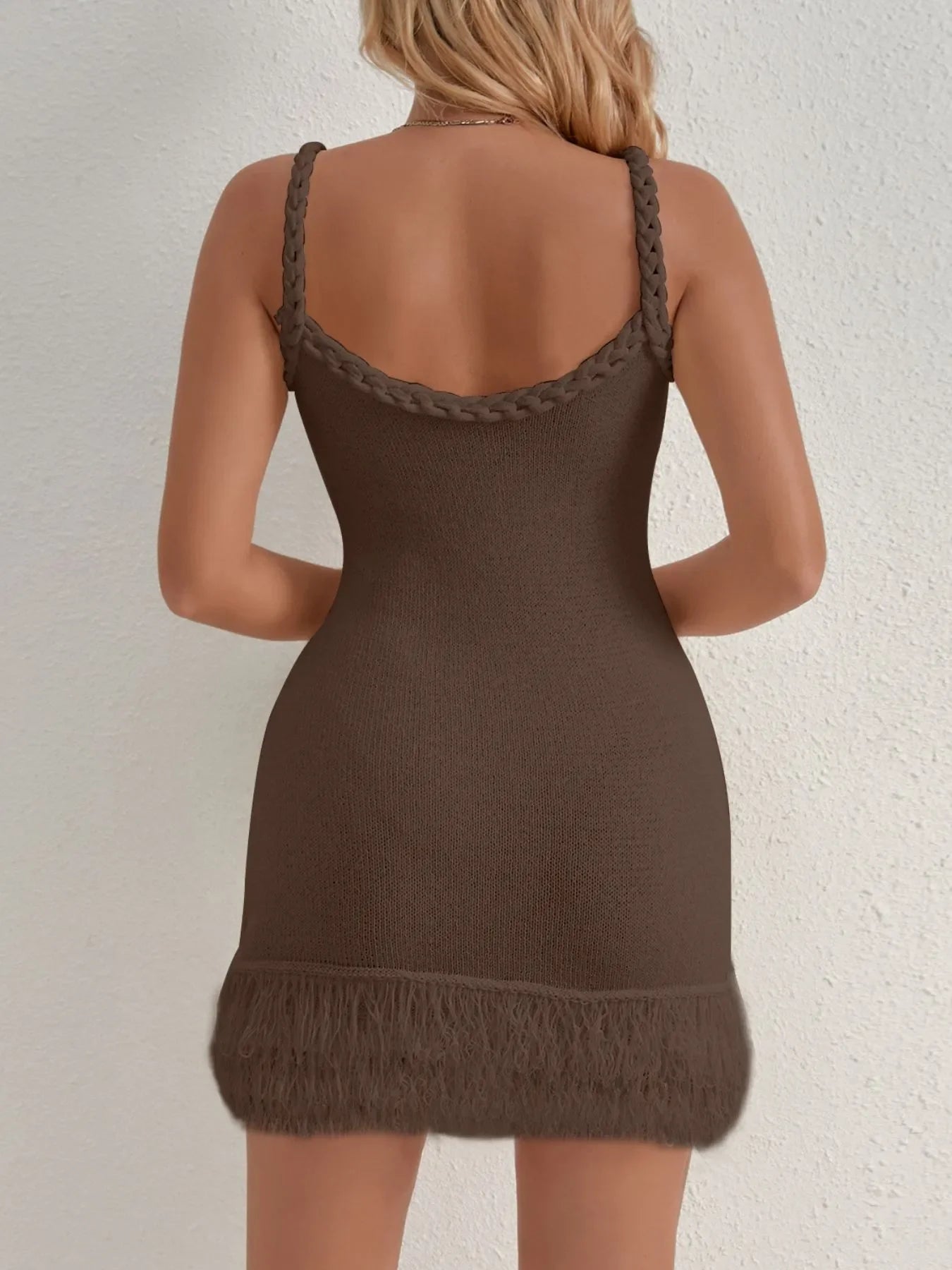 Fringe Hem Knit Cami Dress - Piña Colada