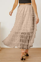 Ruched High Waist Tiered Skirt - Piña Colada