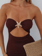 Cutout Sweetheart Neck Tube Maxi Dress - Piña Colada