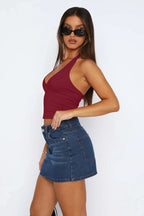 Lovelet Halter Neck Cropped Slim Cami - Piña Colada