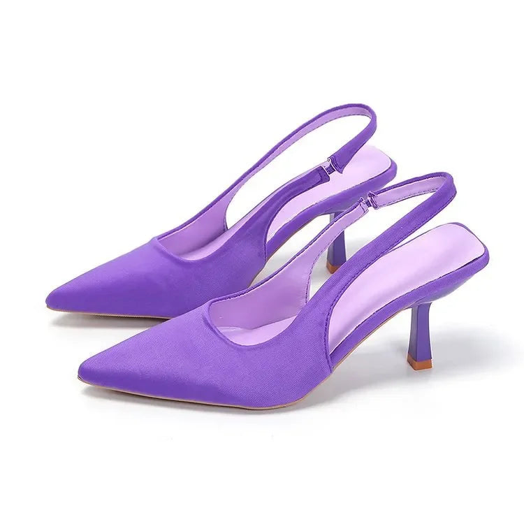 Point Toe Kitten Heel Slingback Pumps - Piña Colada