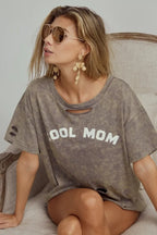 BiBi Washed Laser Cut Detail Cool Mom Print Top - Piña Colada