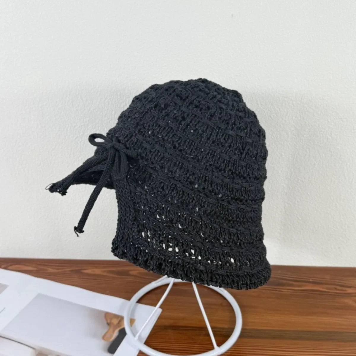 Crochet Bucket Hat with Drawstring - Piña Colada